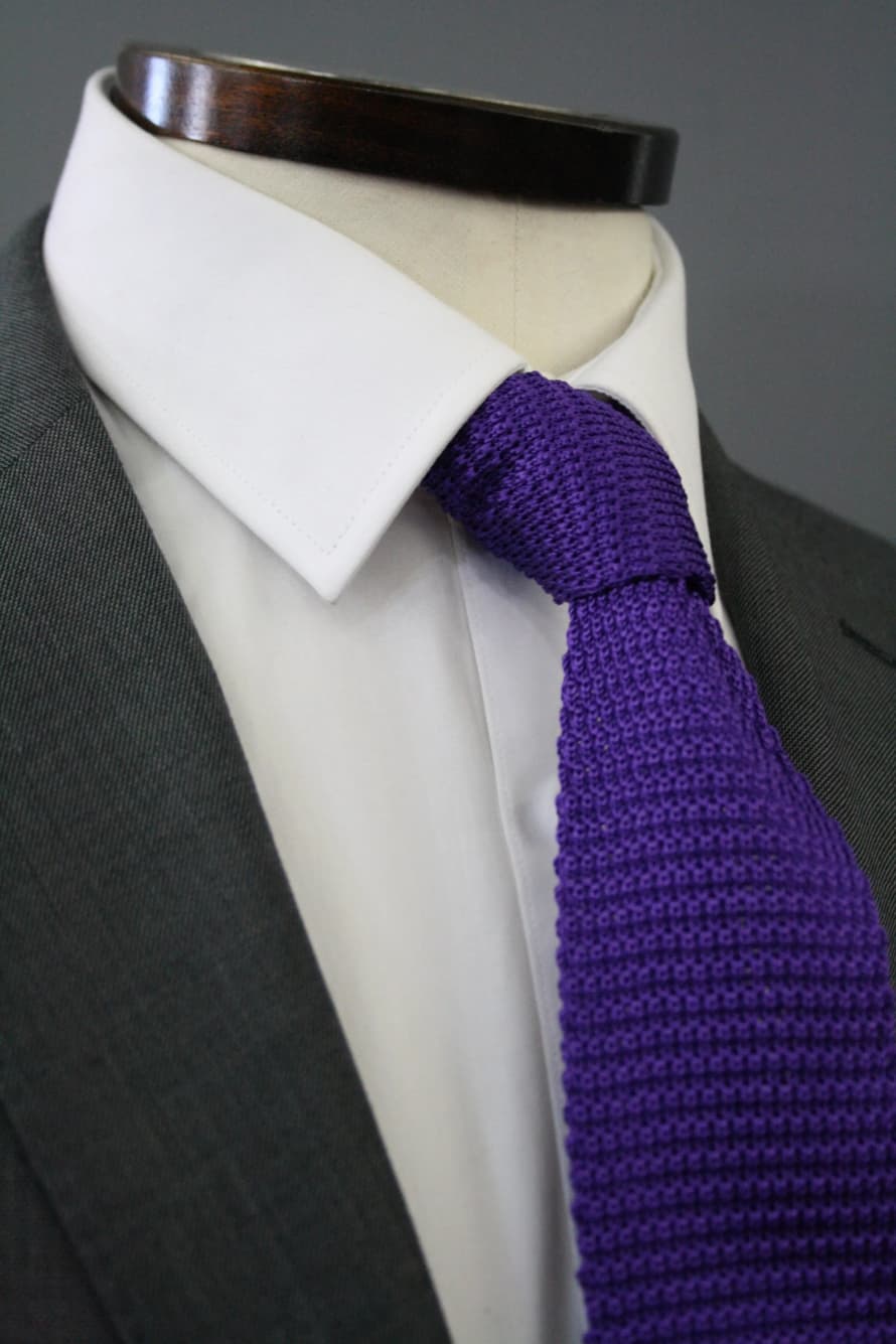 Knightsbridge Neckwear Purple Knitted Silk Tie