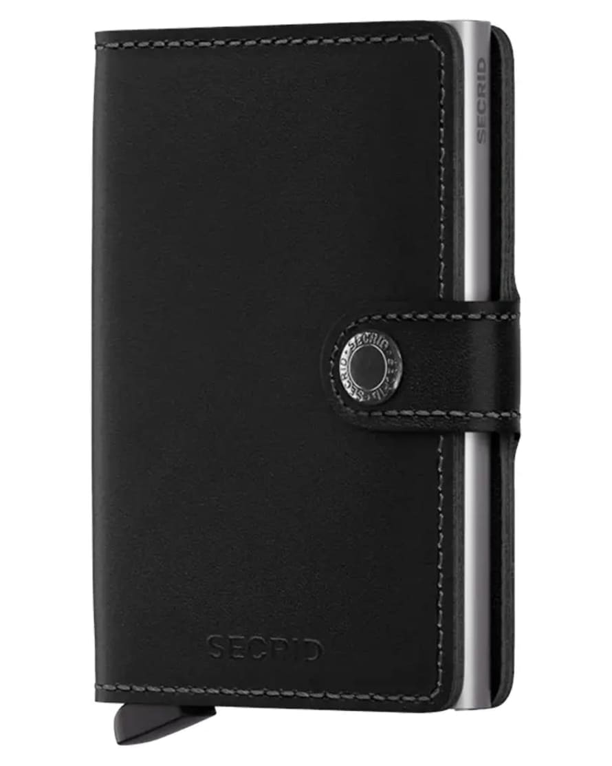 Secrid Mini Leather Wallet - Original Black / Silver