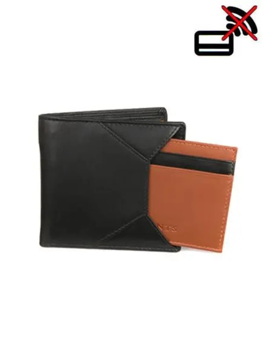 Dents  Black & Tan Hybrid Leather Wallet