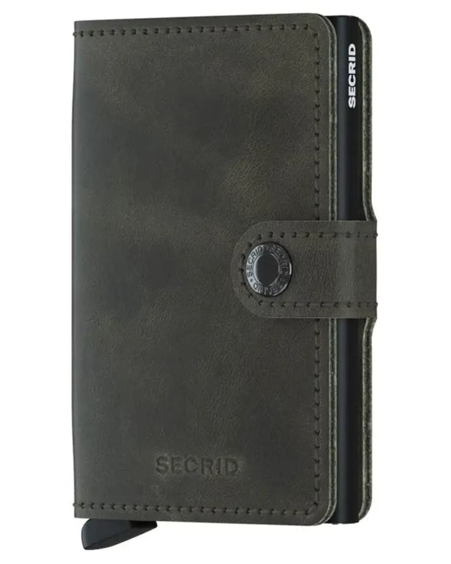 Secrid Mini Leather Wallet - Vintage Olive Green