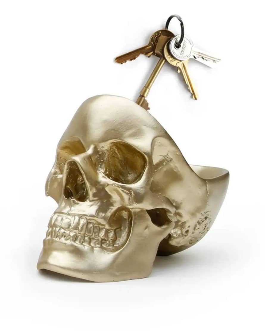 Suck UK Skull Desk Tidy - Gold