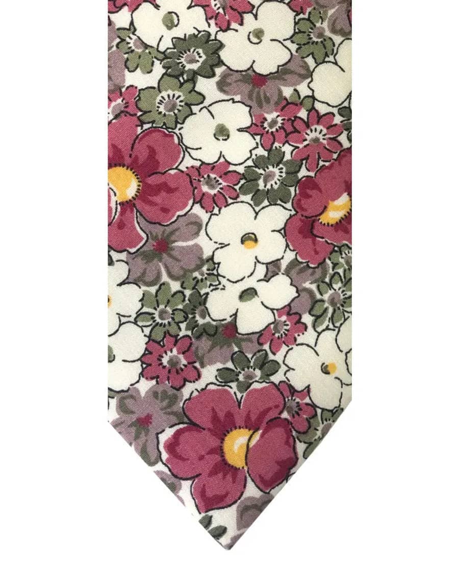 Knightsbridge Neckwear Liberty Print Inspired Fancy Floral Tie - Pink / Green