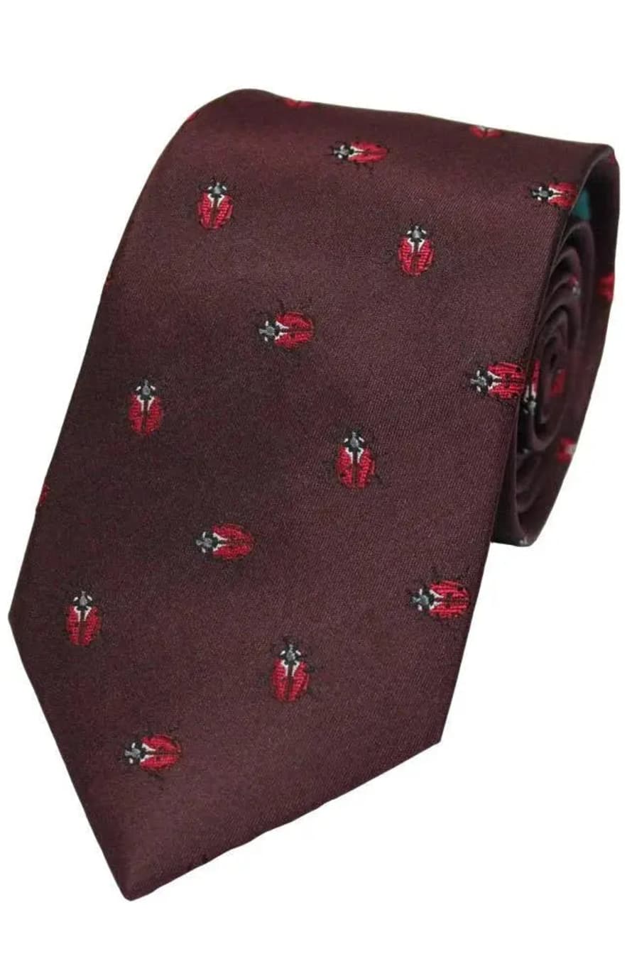 Knightsbridge Neckwear Lady Bird Print Silk Tie - Red