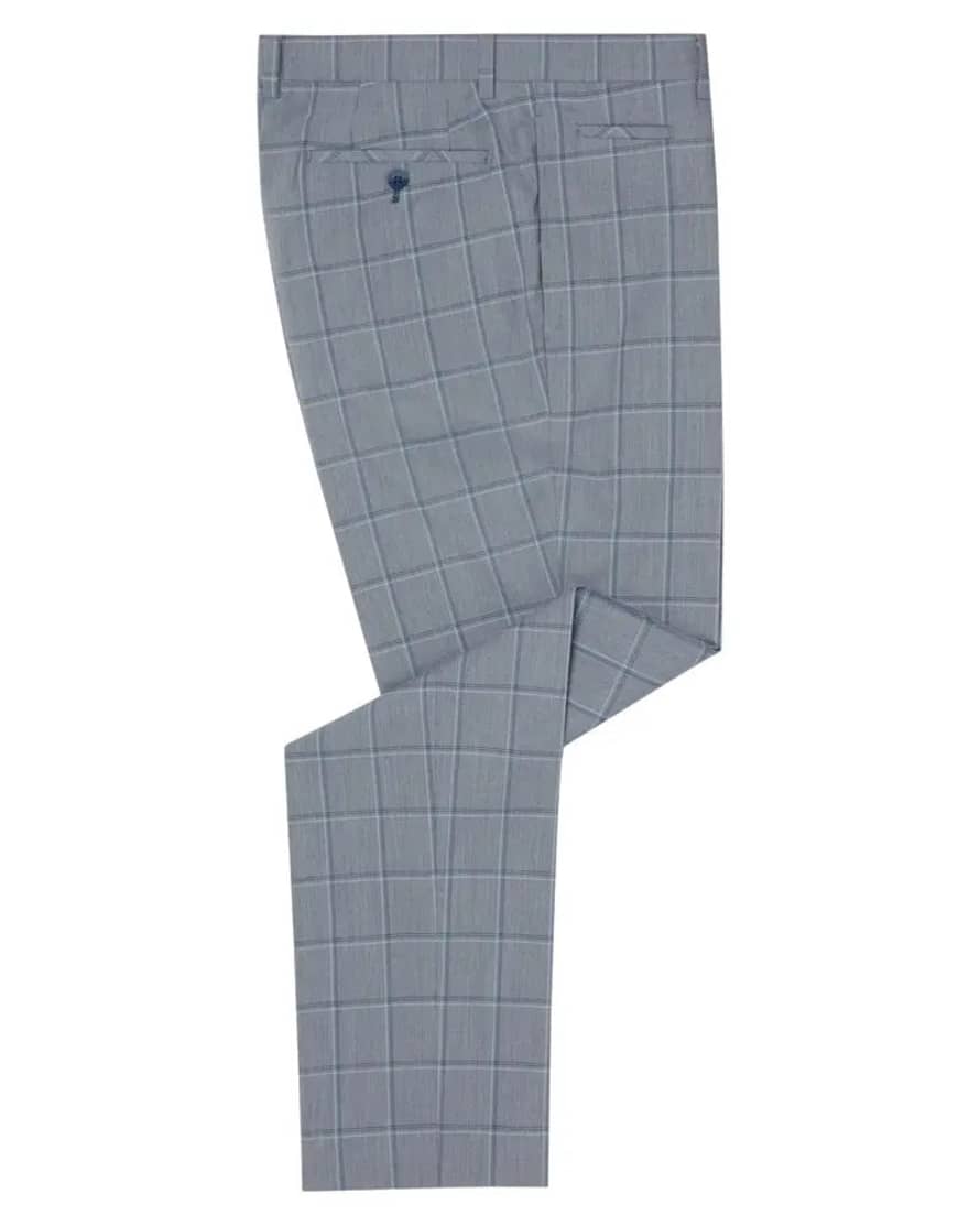 Remus Uomo Luca Check Suit Trousers - Grey / Blue