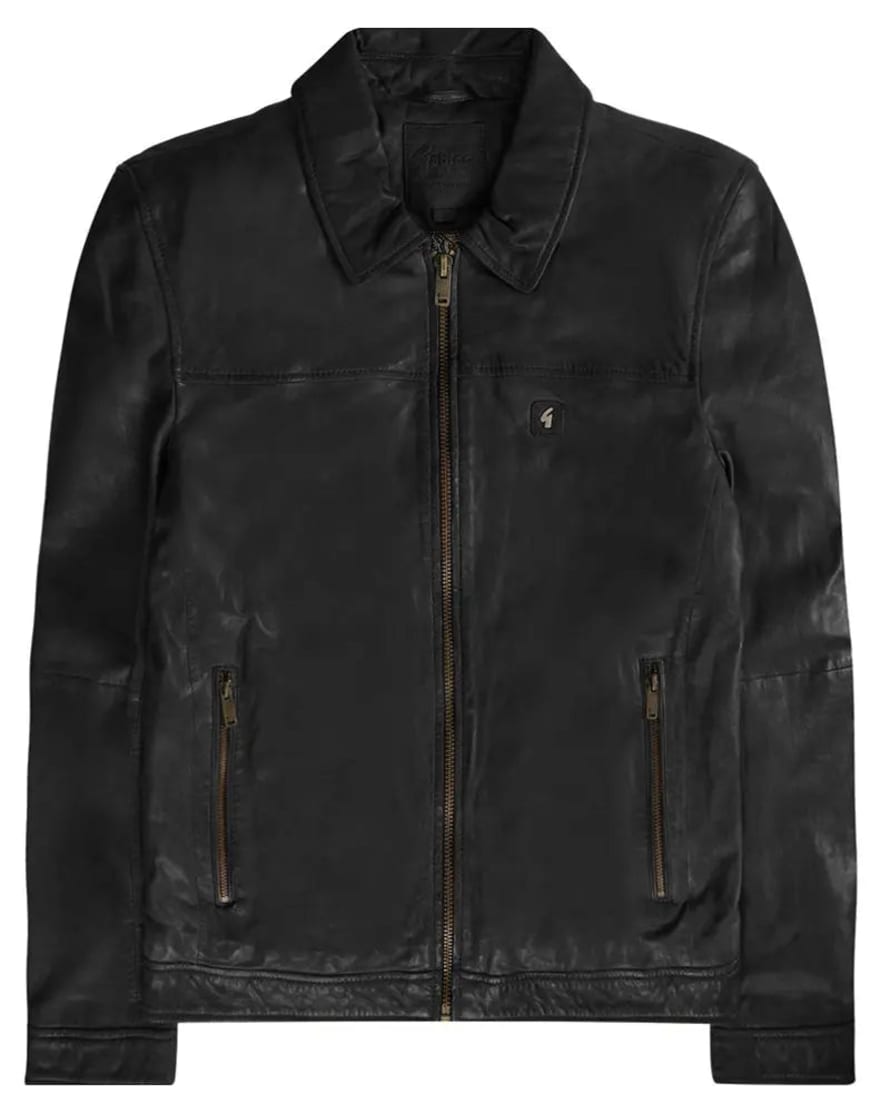 Gabicci Vintage Harrington Leather Jacket - Black