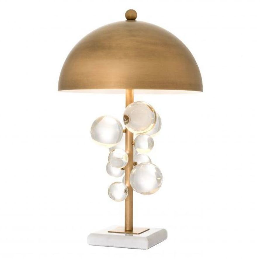 Eichholtz Globo Brass Gold Marble Glass Ball Table Lamp