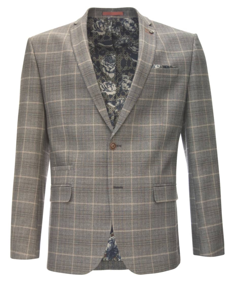 Antique Rogue Overcheck Suit Jacket - Grey