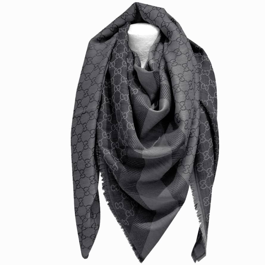 Gucci Guccissima Scarf Made of Soft Wool and Silk - Anthracite