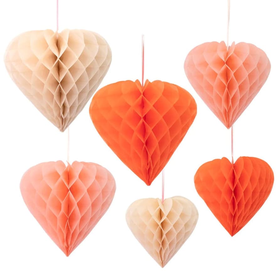 Meri Meri Heart Honeycomb Decorations (x 6)