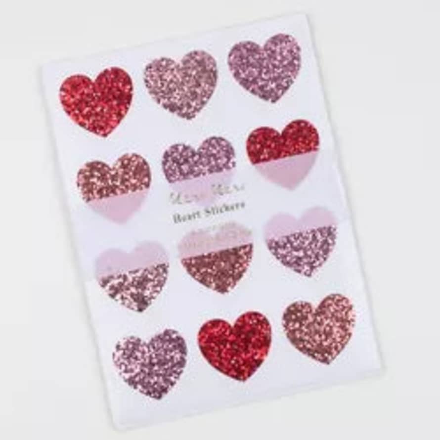 Meri Meri Glitter Heart Stickers (x 8 Sheets)
