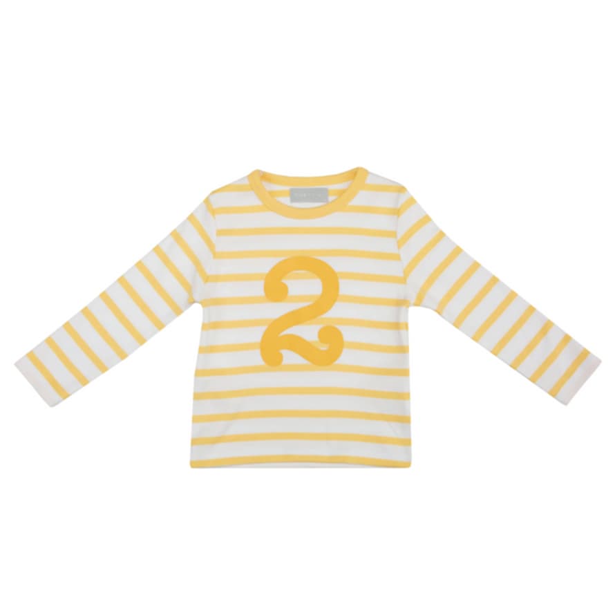 Bob and Blossom Buttercup & White Breton Striped Number 2 T Shirt