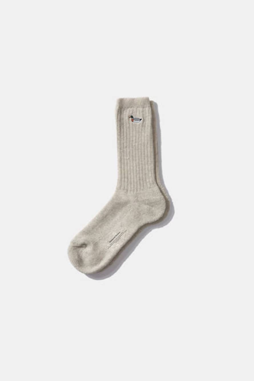 Edmmond Plain Light Grey Melange Duck Socks