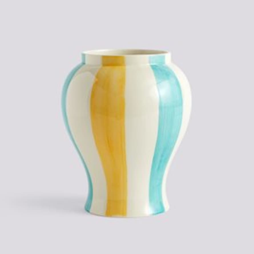 HAY Sobremesa Stripe Vase-large-green And Yellow