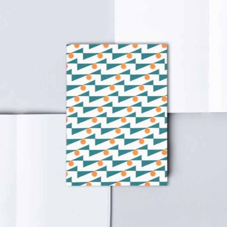 Ola - Limited Edition - A6 Pock Layflat Notebook Plain Pages - Enid Print Turquoise/red