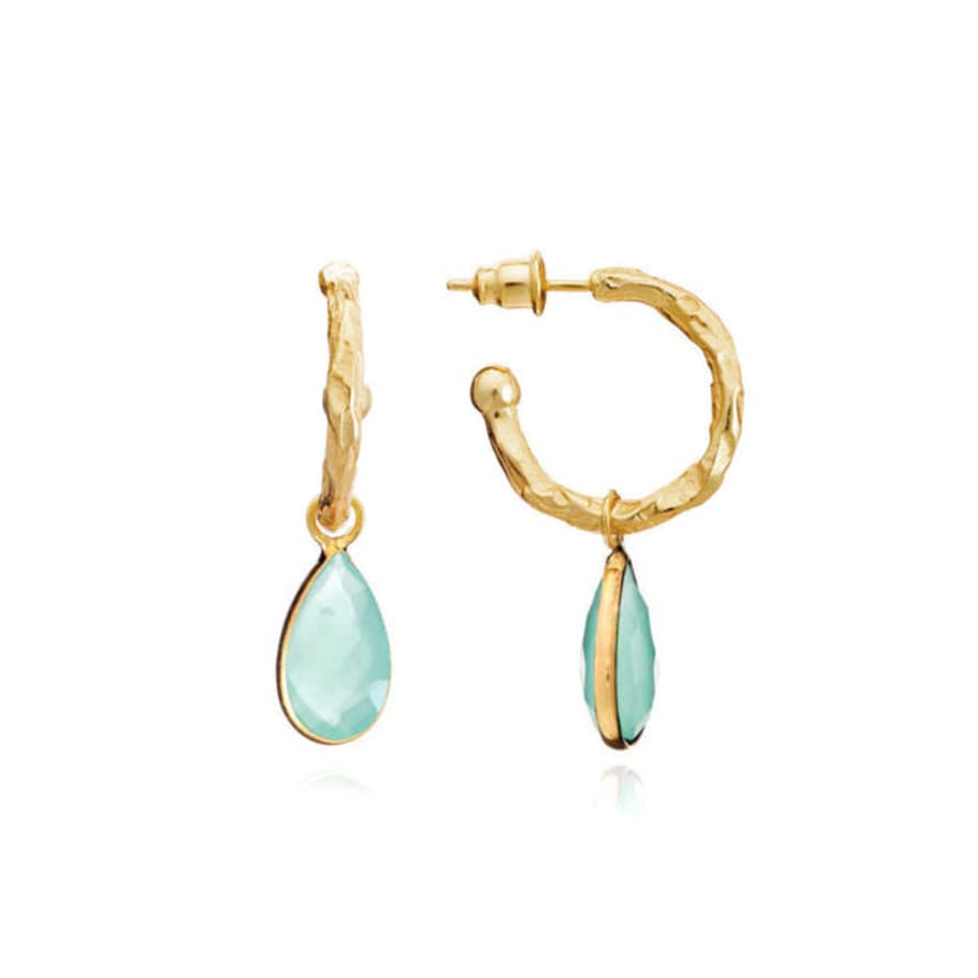 AZUNI LONDON Azuni Marina Hoop Gemstone Earrings Gold