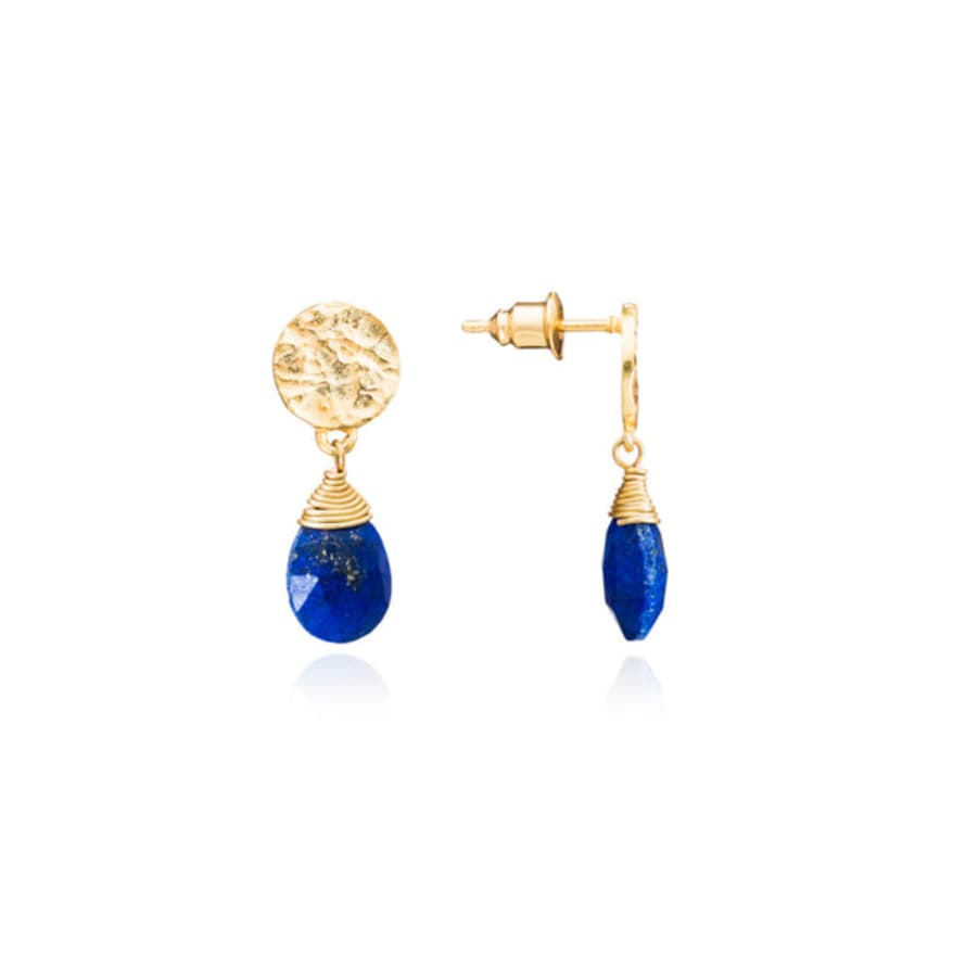 AZUNI LONDON Athena Drop Gemstone Earrings Gold