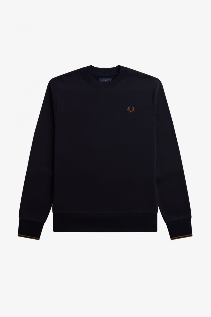 Fred Perry M7535 Crew Neck Sweatshirt - Navy / Shaded Stone