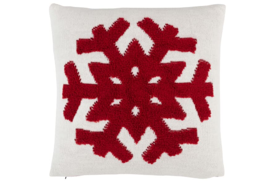Jolipa Red and White Snowflake Cushion