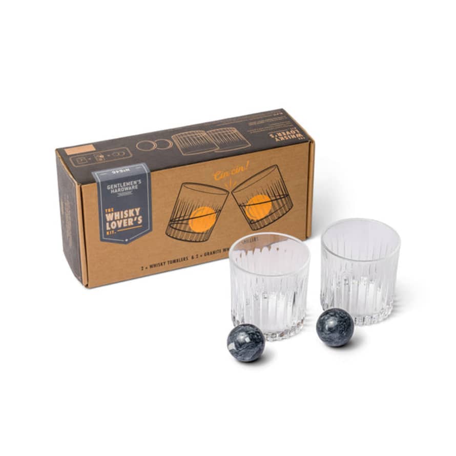 Gentlemen's Hardware Set Of Two Tumblers With Whisky Rocks