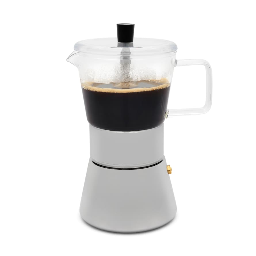 Leopold Vienna Holland Leopold Vienna Espresso Coffee Maker Otto Design 240 Ml (4 Cups) In Brushed Stainless Steel With Glass Jug