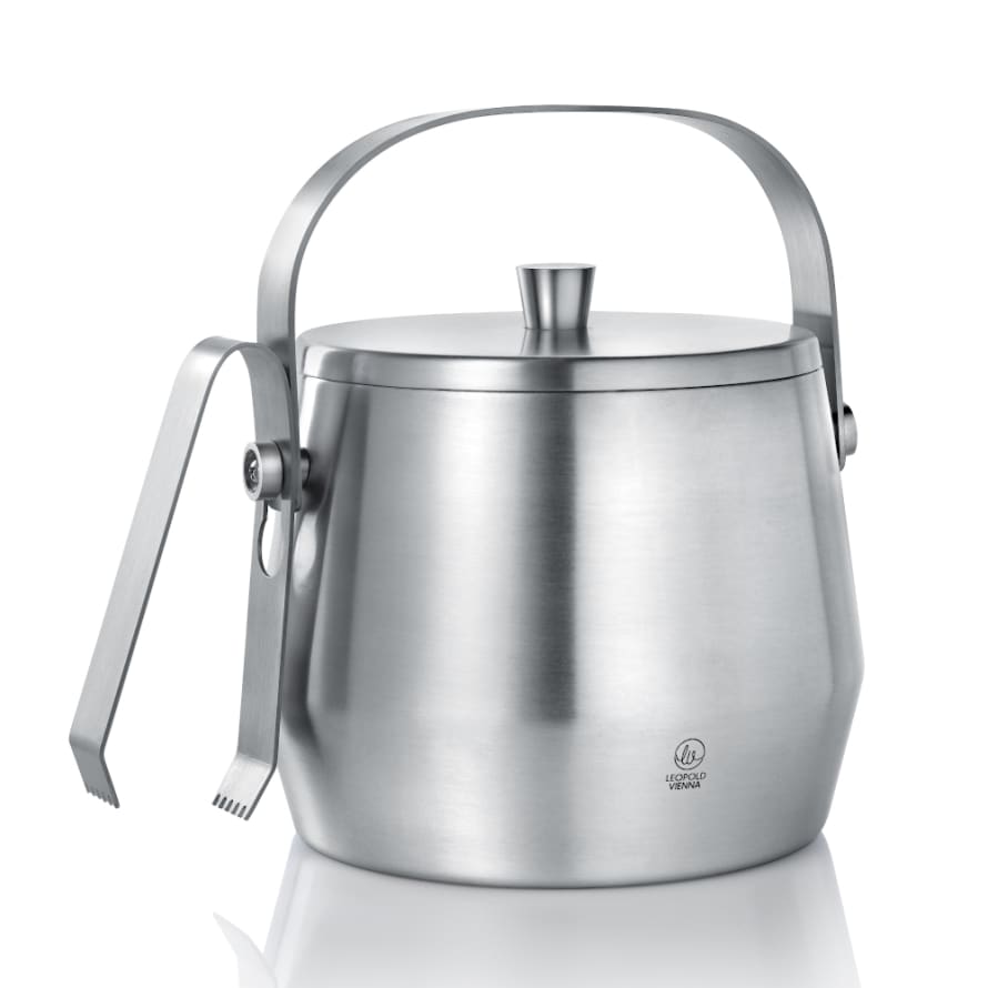 Leopold Vienna Holland Leopold Vienna Ice Bucket Double Walled 1.0l Complete With Lid And Tongs In Polished Stainless Steel