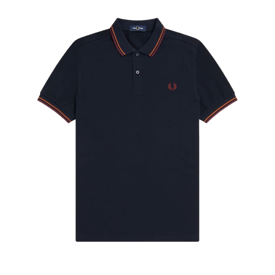 Fred Perry Fred Perry Slim Fit Twin Tipped Polo Navy / Nut Flake / Oxblood