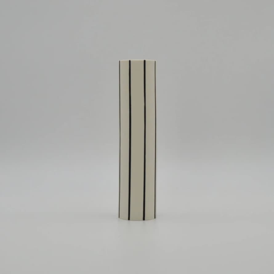Aeyglom Ceramics Striped Stem Vase With Black Stripes
