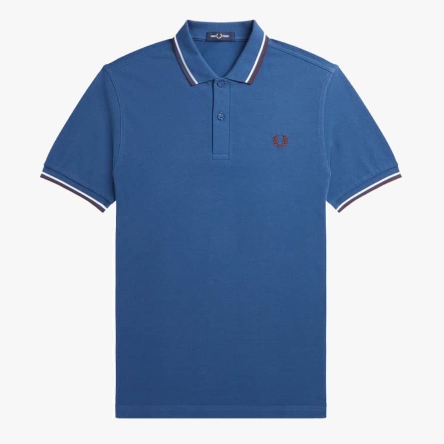 Fred Perry Fred Perry Slim Fit Twin Tipped Polo Midnight Blue / Snow White / Oxblood