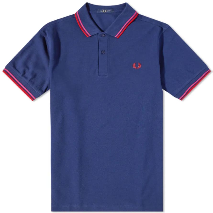 Fred Perry Fred Perry Slim Fit Twin Tipped Polo French Navy / Magenta / Cherry Red