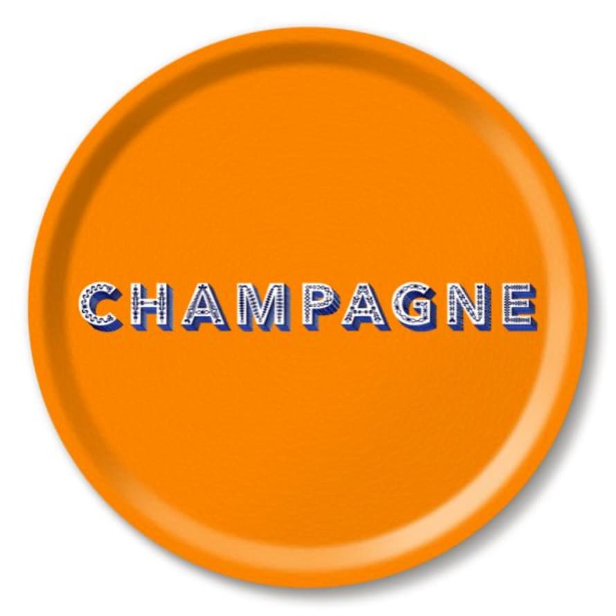 Jamida of Sweden Asta Barrington Word Collection Champagne Tray in Birch Ply in Orange 31cm