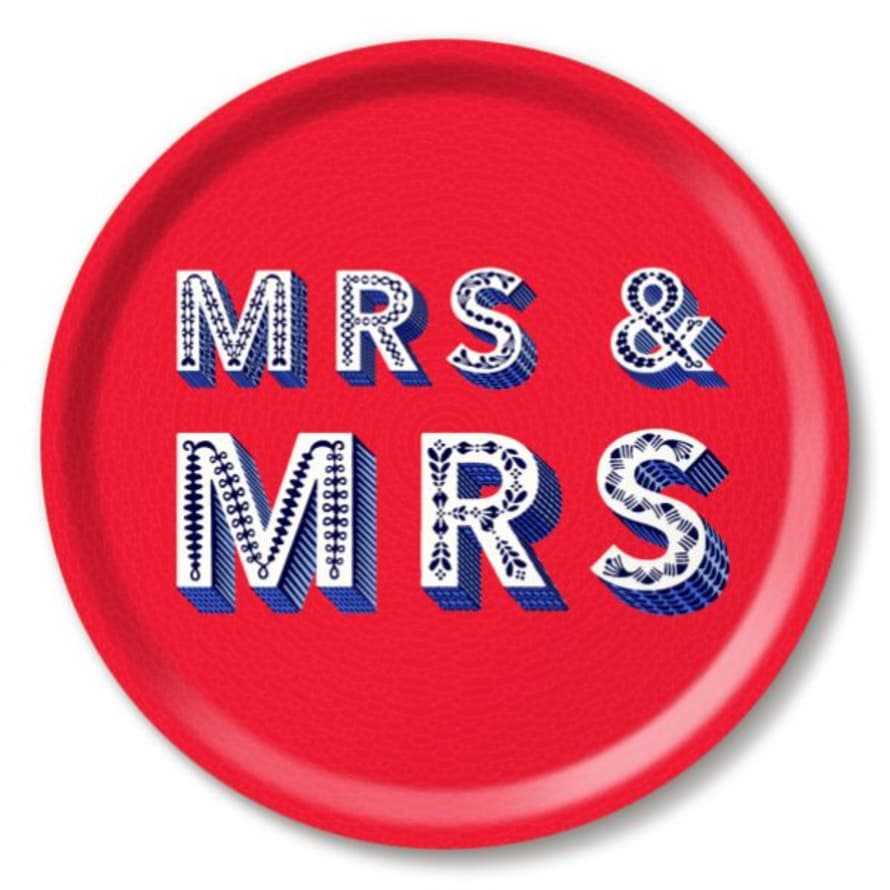 Jamida of Sweden Asta Barrington Word Collection Mrs & Mrs Tray in Birch Ply in Red 31cm