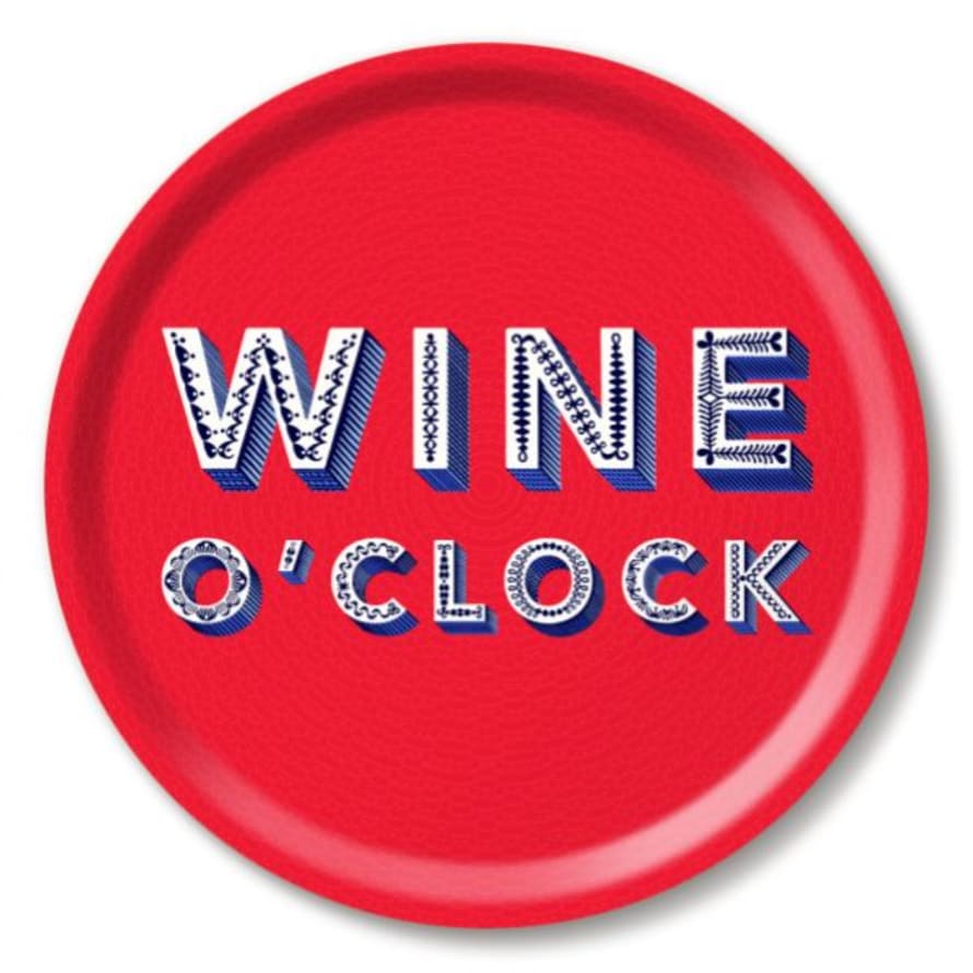 Jamida of Sweden Asta Barrington Word Collection Wine O Clock Tray in Birch Ply in Red 31cm