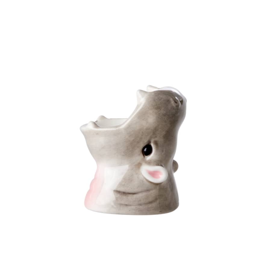 rice Grey Hippo Shape Ceramic Egg Cup