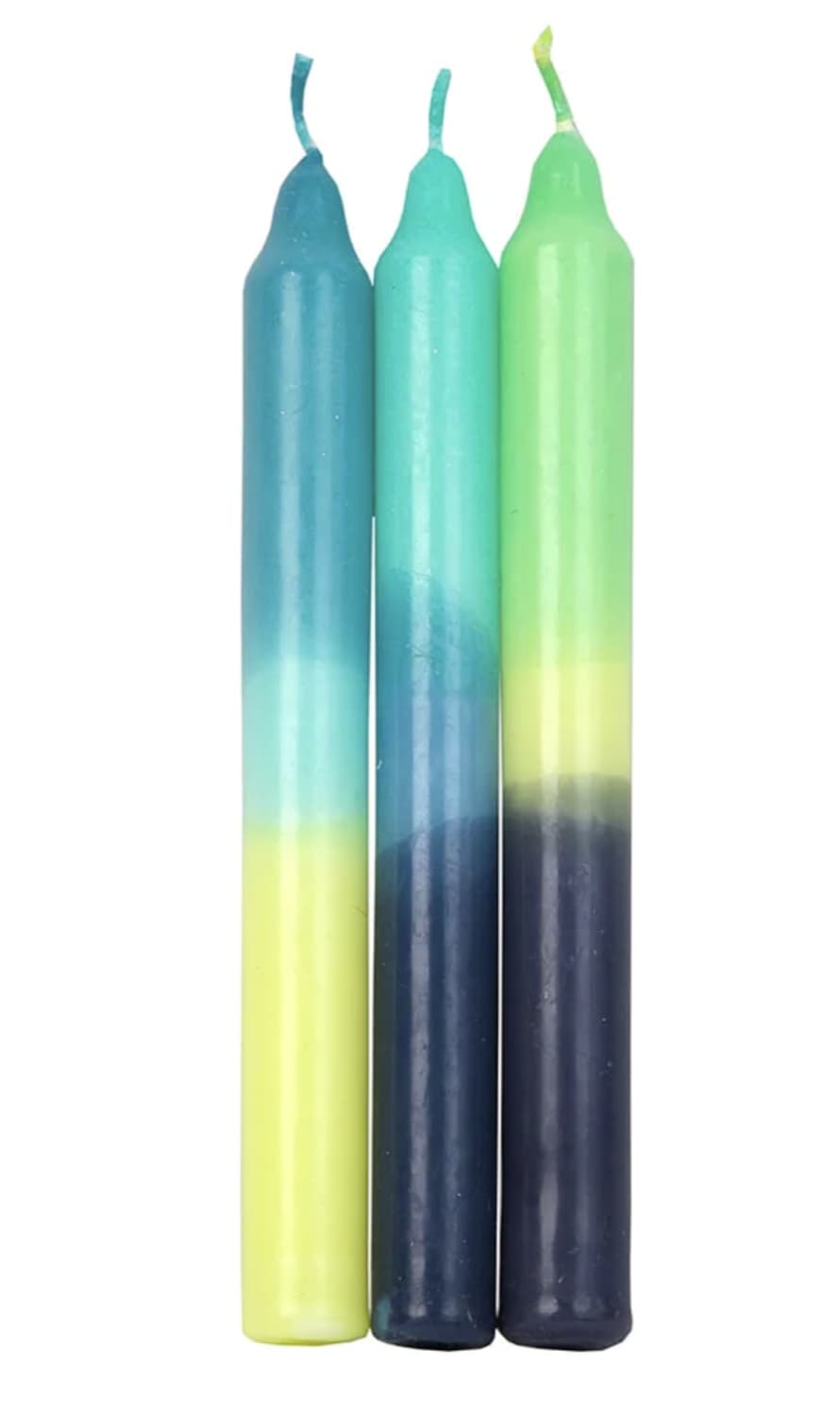 The Letteroom Pack Of Three Ombre Blue And Green Candles