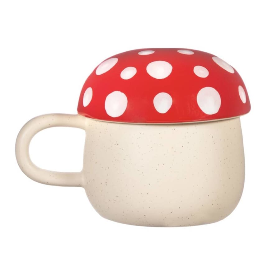 Sass & Belle  Red Ceramic Mushroom Mug With Lid