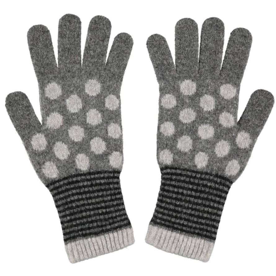 Catherine Tough Lambswool Gloves With Grey Dots
