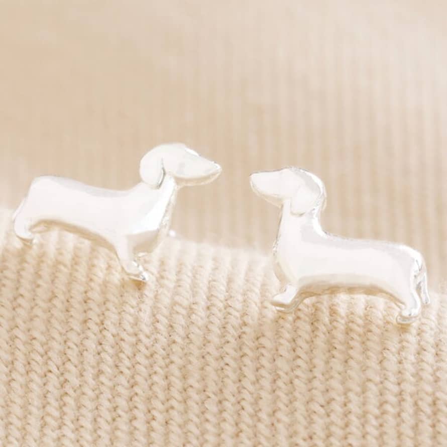 Lisa Angel Sausage Dog Stud Earrings In Silver