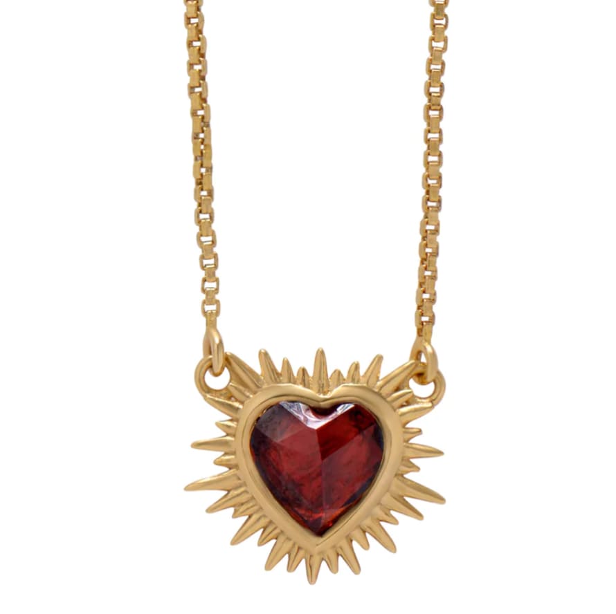 Rachel Jackson Electric Love Mini Garnet Heart Necklace