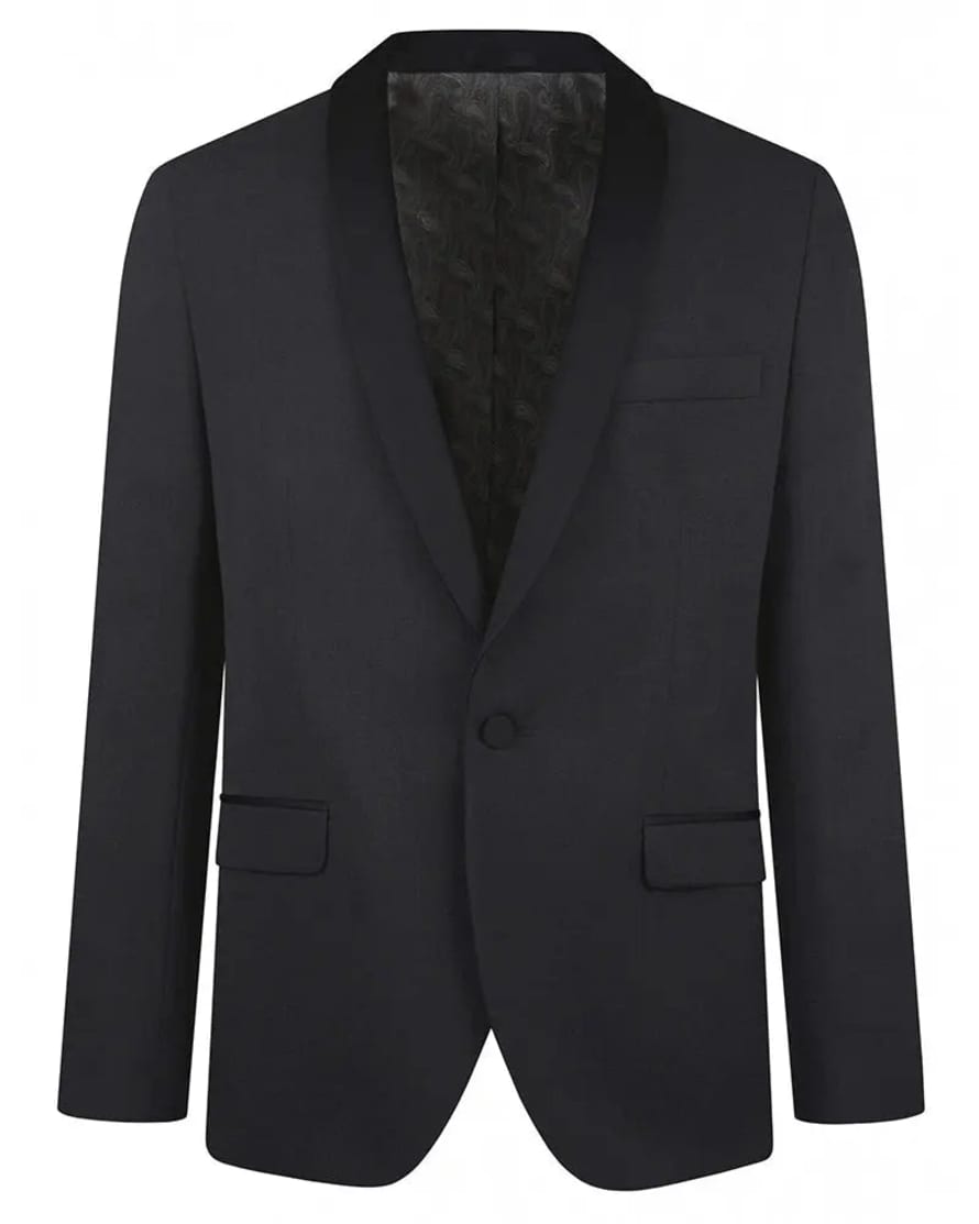 Torre Shawl Collar Dinner Suit Jacket - Charcoal Grey / Black