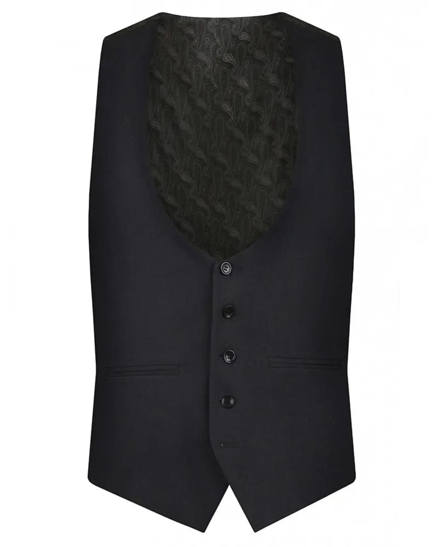 Torre Shawl Collar Dinner Suit Waistcoat - Charcoal Grey / Black