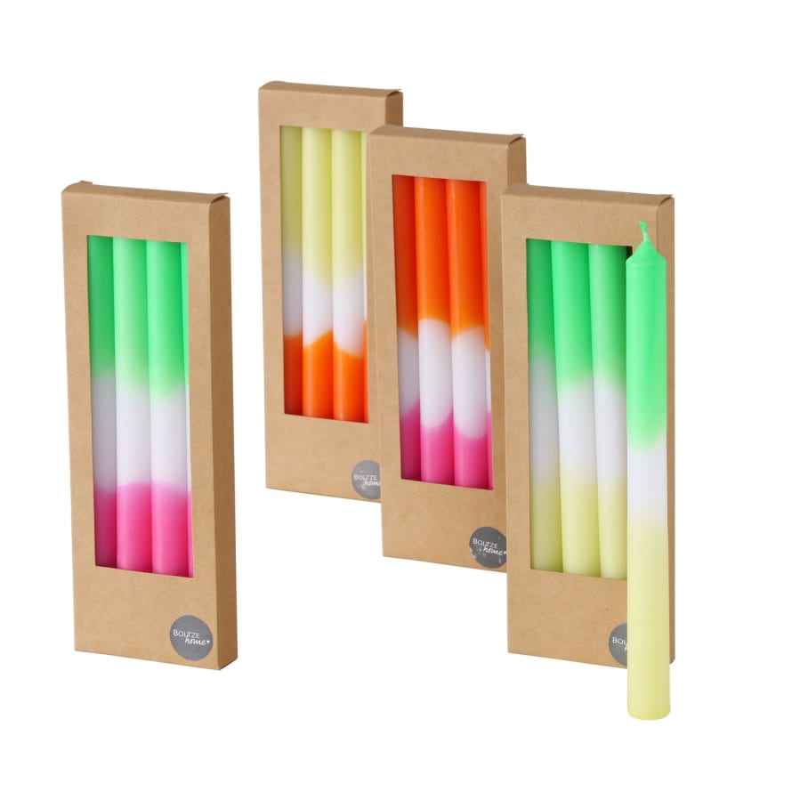 &Quirky Spring Neon Splash Dinner Candles : Pack of 4