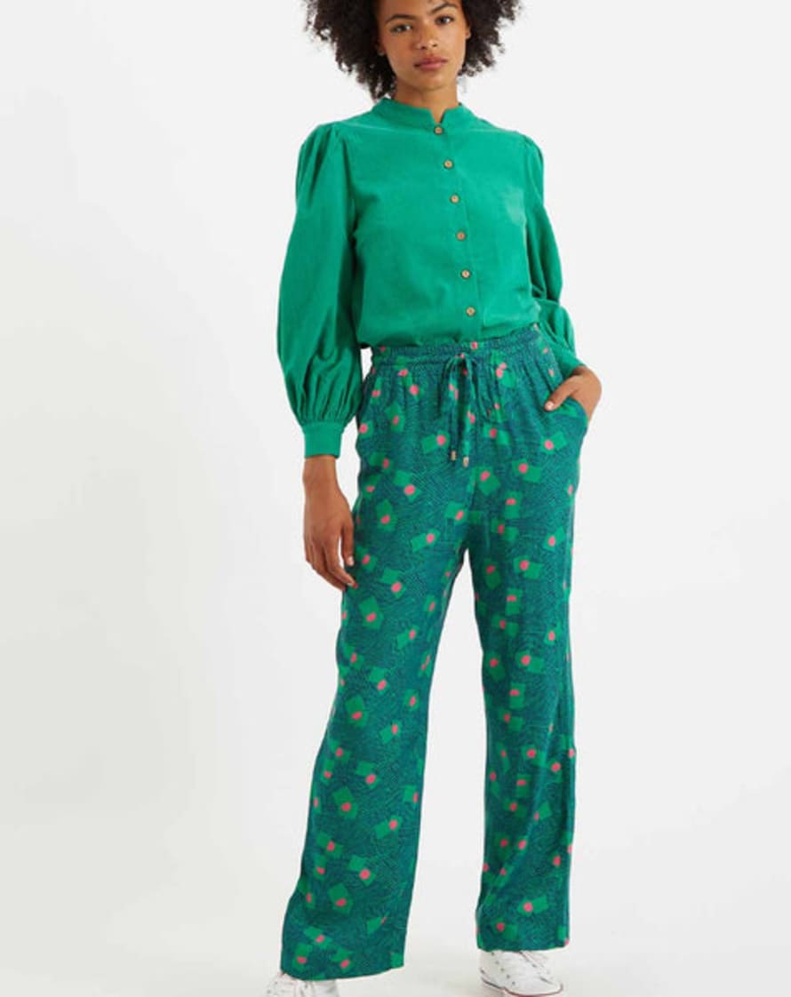 Lilac Rose Louche Emmanuella Bauhaus Abstract Patchwork Print Pyjama Style Trouser