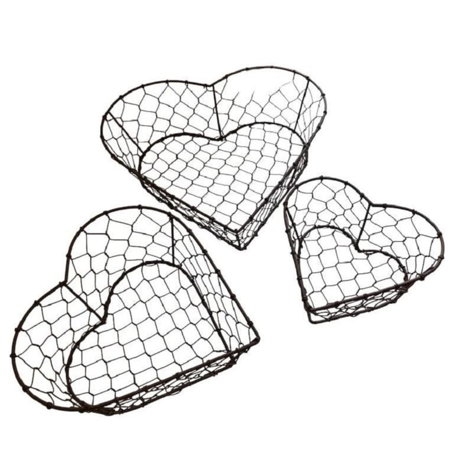 Gisela Graham Chicken Wire Heart Basket Set Of 3
