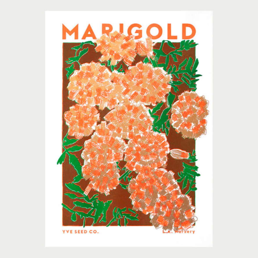 Yve Print Co Marigold Illustration Risograph Print