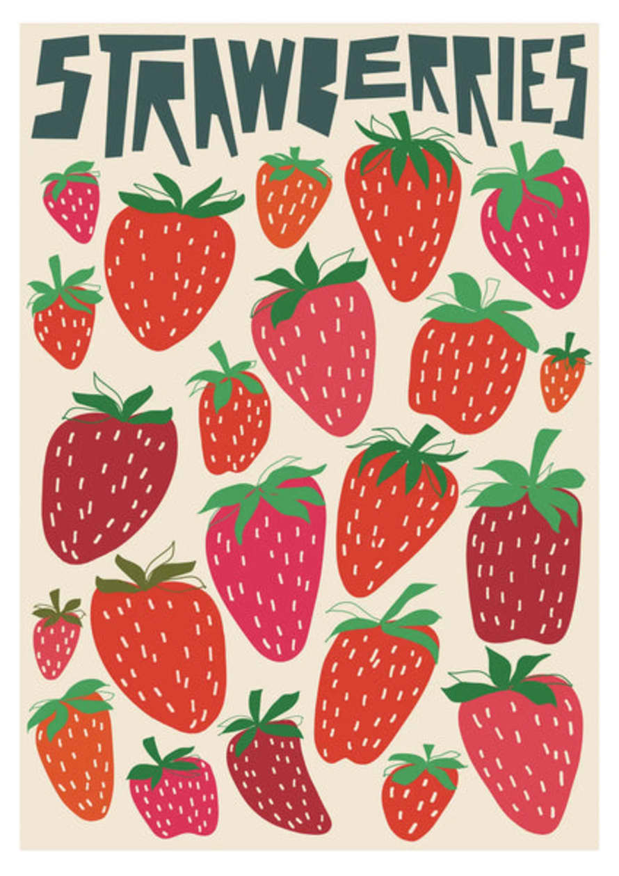 Natalie Cass Art Strawberries Print A4