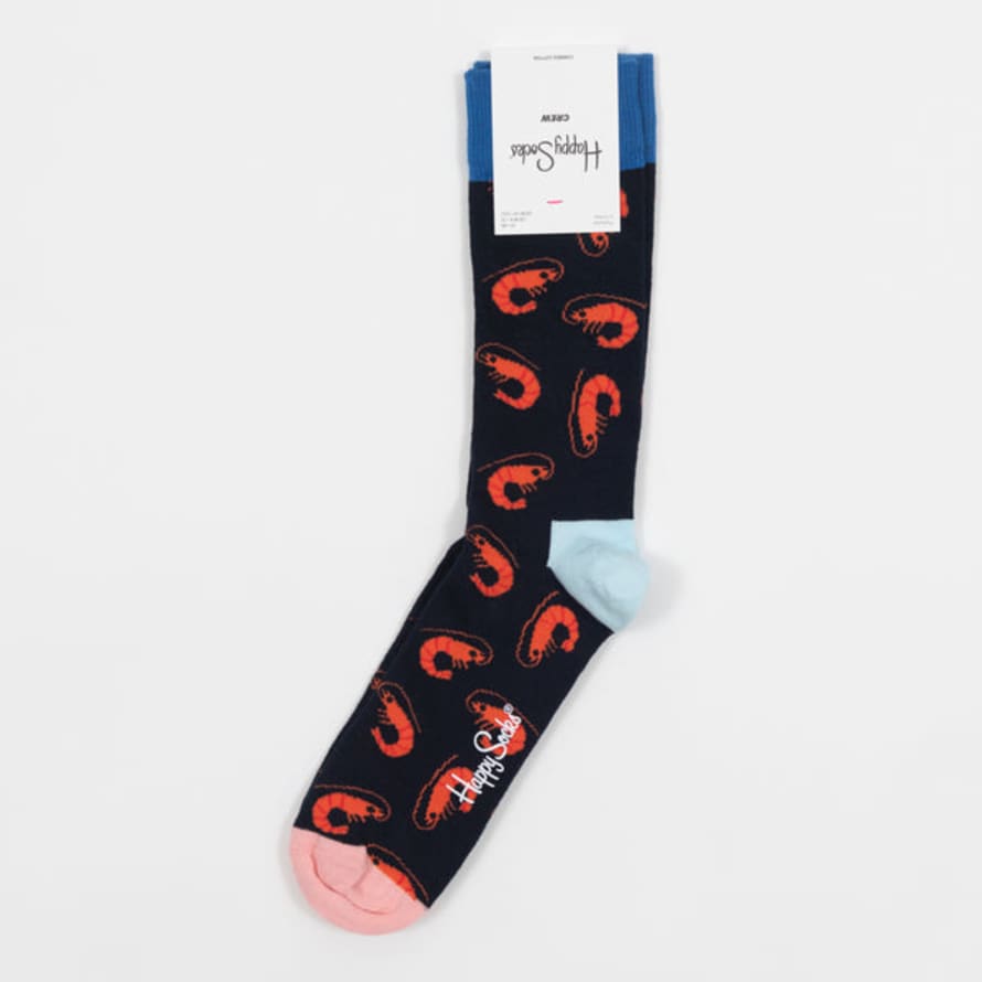 Happy Socks  Shrimpy Print Socks in Navy