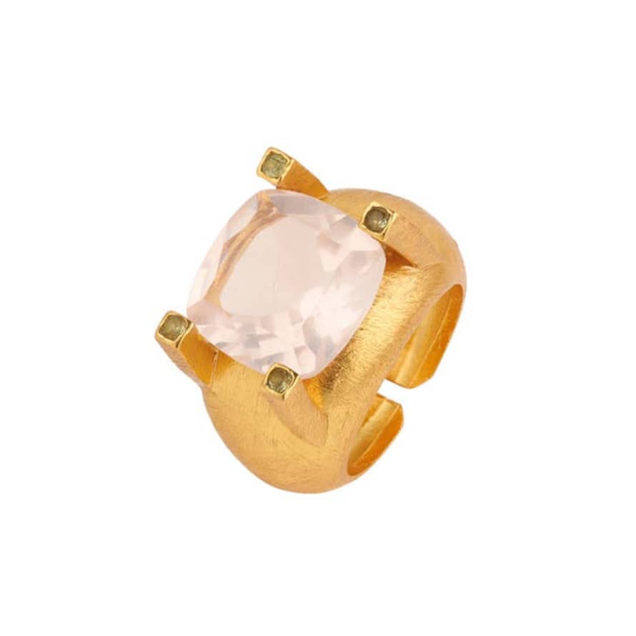 Previous Space Ring - Rose Quartz And Peridot - Cast Bronze Gold Plated