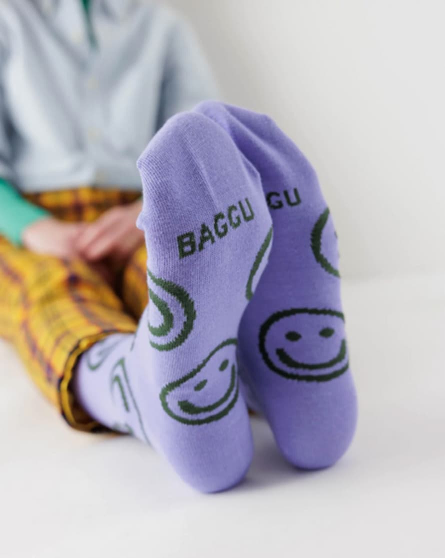 Baggu Crew Sock Lavender Happy