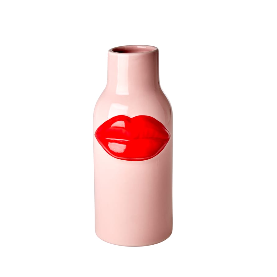 rice Ceramic Vase Red Lips Large