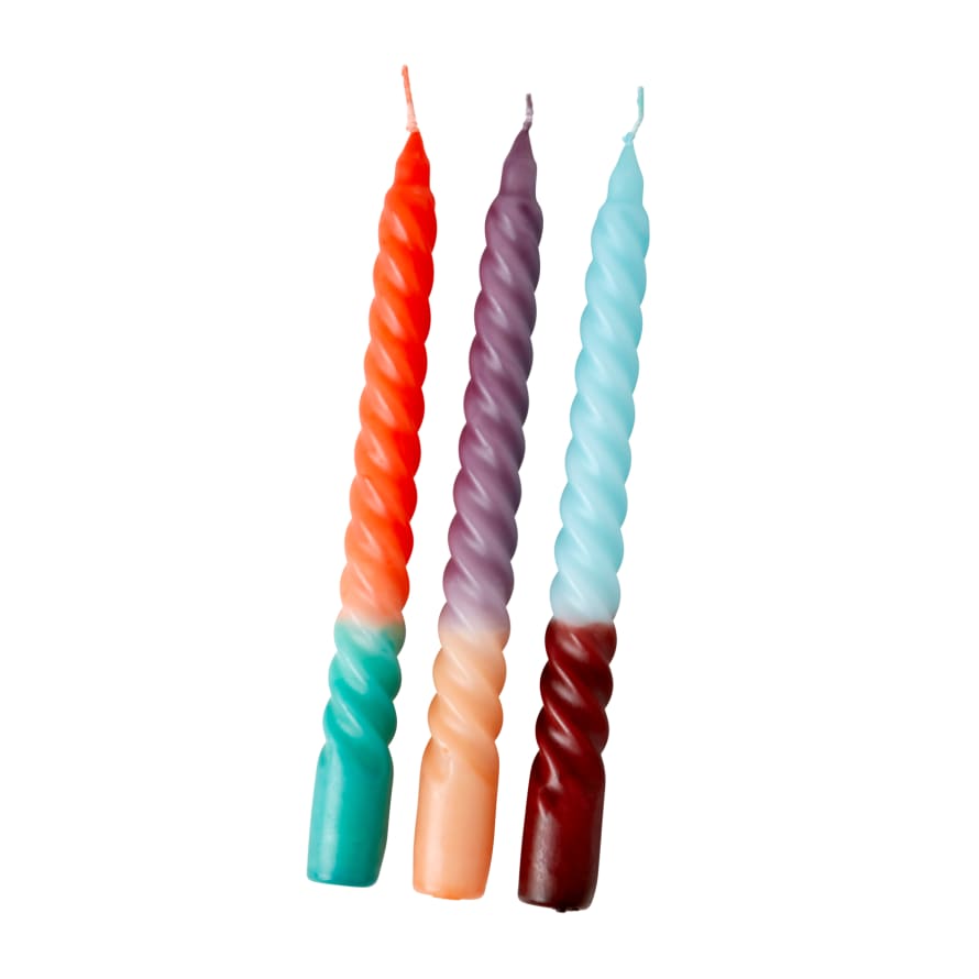 rice Twisted Two Tone Candles Set of 3